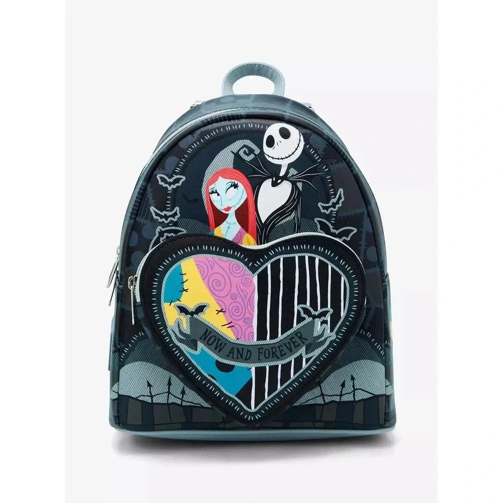Loungefly The Nightmare Before Christmas Jack & Sally Split Heart Mini Backpack
